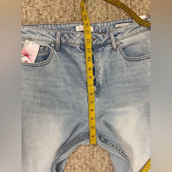 Cleo + Wolf Jeans Women's 31W/34L Blue High Rise Bootcut Raw Hem Button Fly Pant - Picture 6 of 11